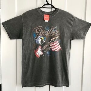 Fender T Shirt, With, Guitar, Eagle, And, American Flag,‎ Size Med, NWT